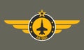 Air force badge with wings and star. Army and military emblem. Airforce logo. Vector illustration.